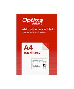 Etichete autoadezive albe, 15/A4, 70x50.8mm, 100 coli/top, OPTIMA-