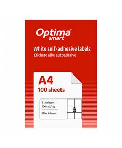 Etichete autoadezive albe, 6/A4, 210x48mm, 100 coli/top, OPTIMA-