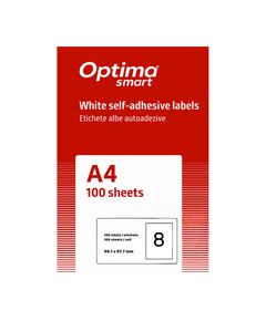 Etichete autoadezive albe, colturi rotunjite, 8/A4, 99.1x67.7mm 100 coli/top, OPTIMA-