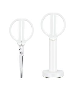Foarfeca de birou 18 cm, cu suport, alb, Nusign DELI, Culoare: Albastru-