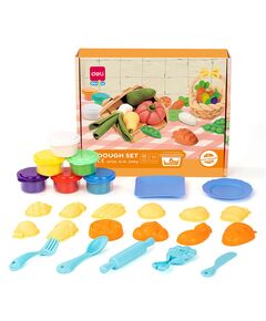 Plastilina 6 culori/set, 240 g, cu 19 accesorii modelaj, Veggie DELI-