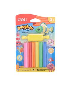 Plastilina 6 culori/set 60g cu forma modelaj, Dough it DELI-