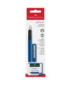 Stilou scolar FABER-CASTELL+ set 6 rezerve, albastru-