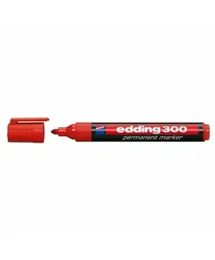 Marker permanent, varf rotund, 1.5-3 mm, rosu, EDDING 300, Culoare: Rosu-