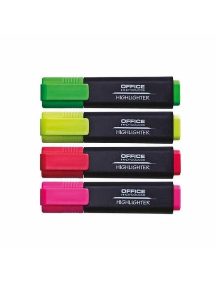 Textmarker varf lat, 1-5 mm, 4 culori/set, OFFICE PRODUCTS-[2]