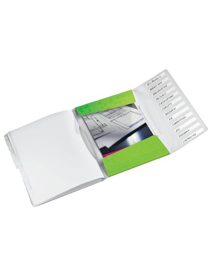 Mapa plastic cu 12 separatoare, A4, 200 coli, verde, LEITZ WOW, Culoare: Verde-[2]