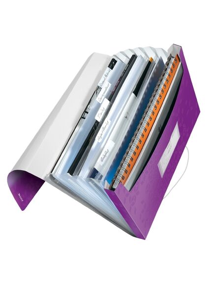 Mapa plastic cu elastic, 6 compartimente, A4, mov, LEITZ WOW, Culoare: Mov-[2]