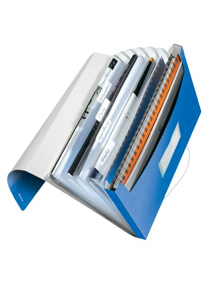 Mapa plastic cu elastic, 6 compartimente, A4, albastru, LEITZ WOW, Culoare: Albastru-[2]