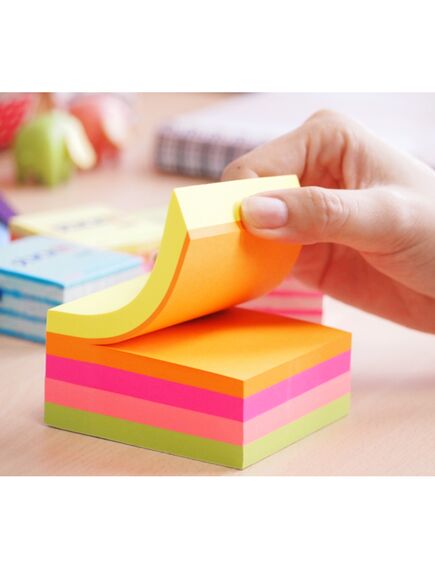 Cub notes adeziv, 76x76 mm, 400 file/set, 5 culori neon, STICK'N-[3]