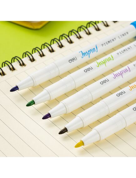 Liner pigment 2 capete 0.5/1 mm, 12 buc/set, DELI Inspira-[2]