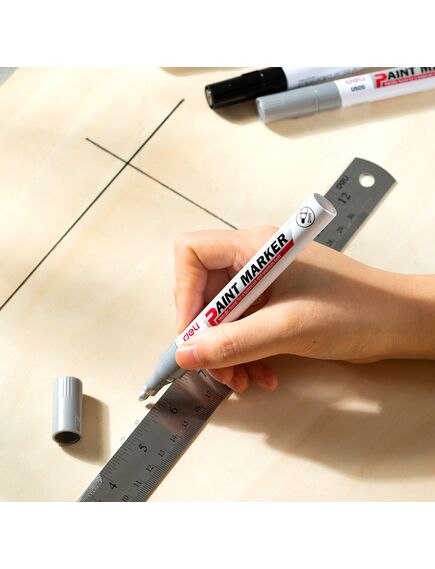 Marker cu vopsea, varf 2.0 mm, argintiu, DELI U500, Culoare: Argintiu-[2]