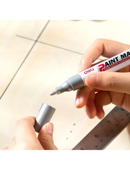 Marker cu vopsea, varf 2.0 mm, argintiu, DELI U500, Culoare: Argintiu-[3]