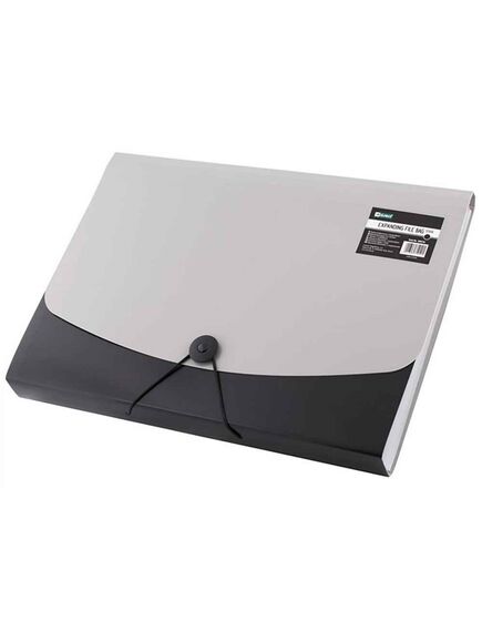 Mapa plastic cu burduf, A4, 6 compartimente, negru, D.RECT 5566, Culoare: Negru-[2]