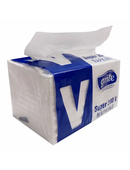Servetele pliate in V, 22x16.5 cm, 2 straturi, 200 buc/set, 40 seturi/bax, GRITE Super 200 V-[2]