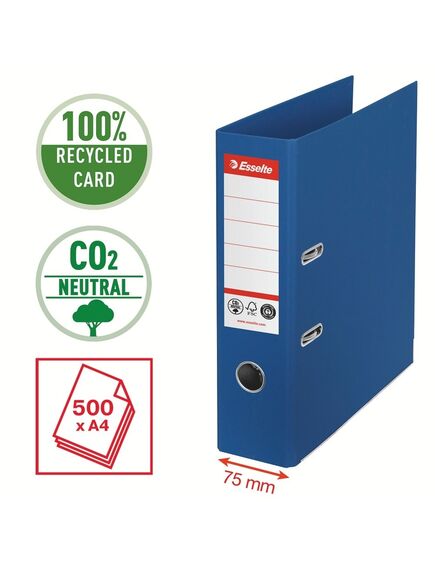 Biblioraft A4 carton reciclat, 7.5 cm, albastru, ESSELTE NO. 1 Power, Culoare: Albastru-[3]