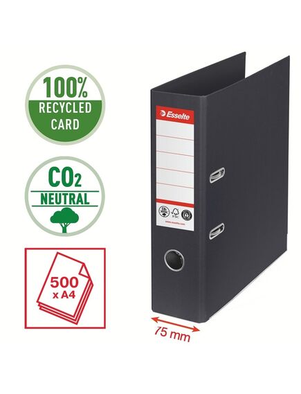 Biblioraft A4 carton reciclat, 7.5 cm, negru, ESSELTE NO. 1 Power, Culoare: Negru-[3]