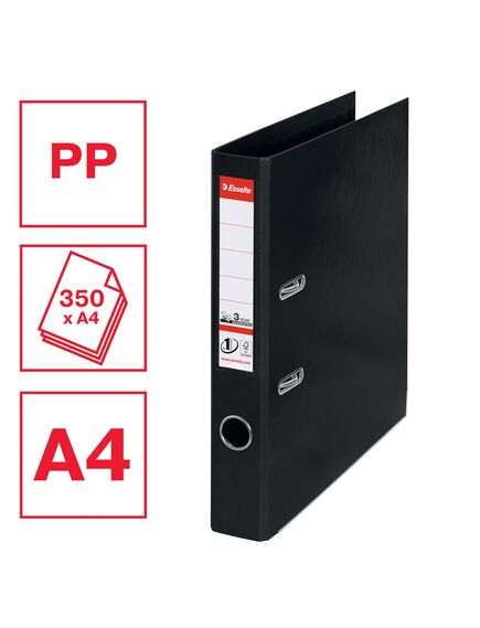Biblioraft A4 plastifiat PP/PP, 5 cm, negru vivida, ESSELTE NO. 1 Power, Culoare: Negru vivida-[2]