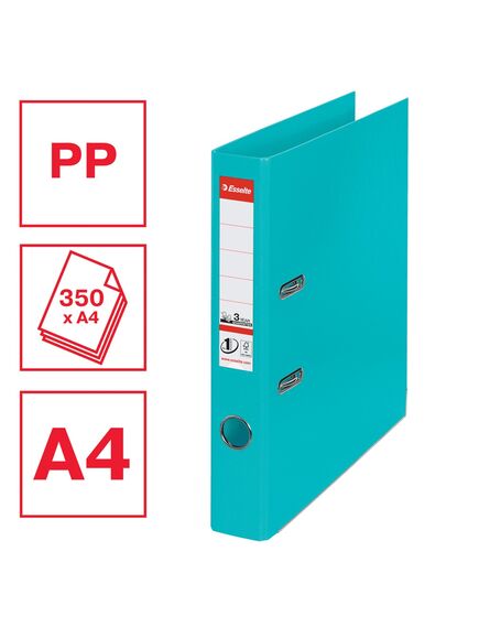 Biblioraft A4 plastifiat PP/PP, 5 cm, turcoaz, ESSELTE NO. 1 Power, Culoare: Turcoaz-[2]