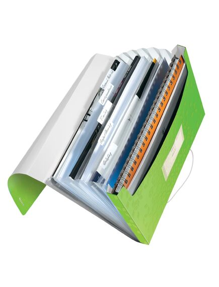 Mapa plastic cu elastic, 6 compartimente, A4, verde, LEITZ WOW, Culoare: Verde-[2]