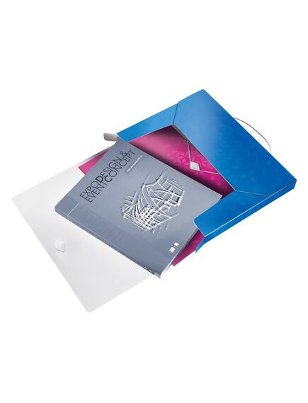 Mapa de plastic, cu burduf 30mm, albastru, LEITZ WOW Jumbo, Culoare: Albastru-[3]