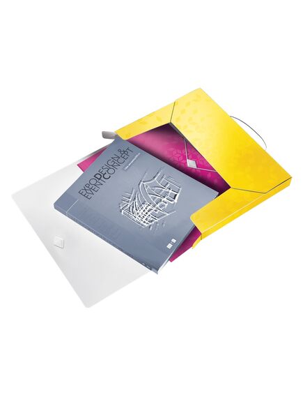 Mapa de plastic, cu burduf 30mm, galben, LEITZ WOW Jumbo, Culoare: Galben-[3]