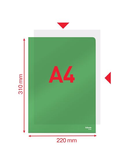 Mapa documente plastic, deschidere in L, 150 microni, A4, 25/set, verde, ESSELTE, Culoare: Verde-[4]