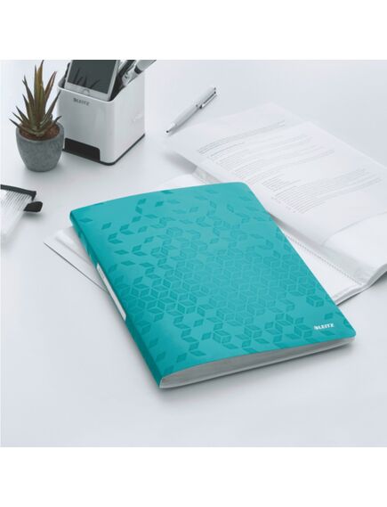 Mapa prezentare cu 20 folii, A4, turcoaz, coperta flexibila, LEITZ WOW, Culoare: Turcoaz-[3]