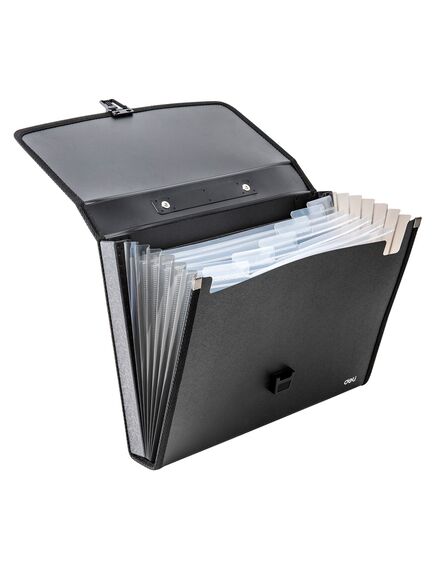 Servieta documente, plastic, cu maner, 7 compartimente, DELI 5577-[2]