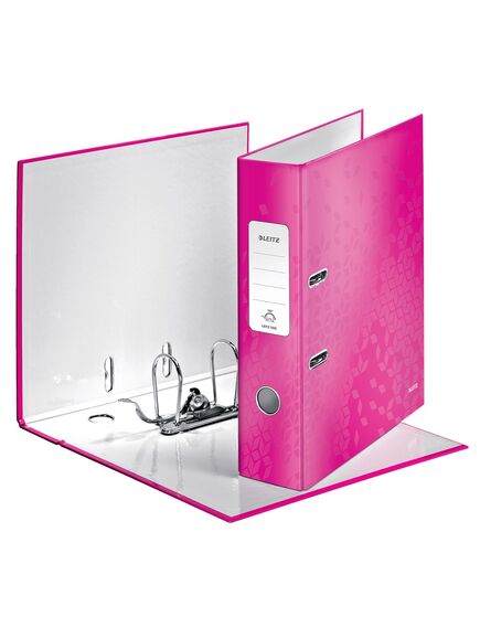 Biblioraft carton laminat, A4, 8 cm, roz, LEITZ WOW 180, Culoare: Roz-[2]
