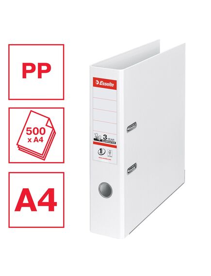 Biblioraft A4 plastifiat PP/PP, 7.5 cm, alb vivida, ESSELTE NO. 1 Power, Culoare: Alb vivida-[2]