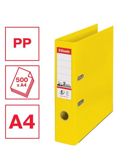 Biblioraft A4 plastifiat PP/PP, 7.5 cm, galben vivida, ESSELTE NO. 1 Power, Culoare: Galben vivida-[2]