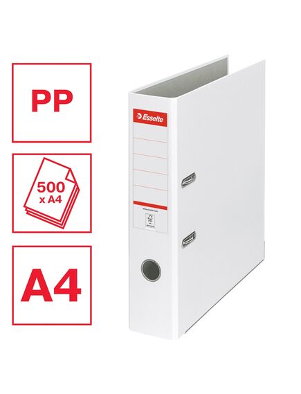 Biblioraft plastifiat, A4, 7.5 cm, alb, ESSELTE Economy, Culoare: Alb-[2]