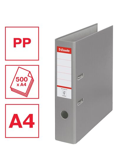 Biblioraft plastifiat, A4, 7.5 cm, gri, ESSELTE Economy, Culoare: Gri-[2]