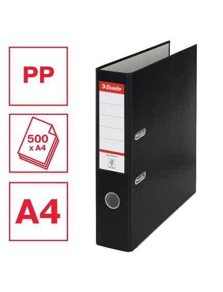 Biblioraft plastifiat, A4, 7.5 cm, negru, ESSELTE Economy, Culoare: Negru-[2]