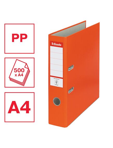 Biblioraft plastifiat, A4, 7.5 cm, portocaliu, ESSELTE Economy, Culoare: Portocaliu-[2]