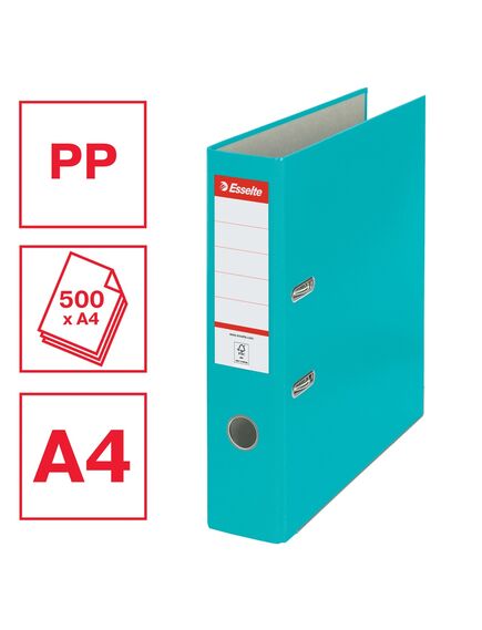 Biblioraft plastifiat, A4, 7.5 cm, turcoaz, ESSELTE Economy, Culoare: Turcoaz-[2]