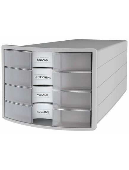Suport cu sertare, plastic, cu 4 sertare, transaprent, HAN Impuls, Culoare: gri/transparent-[2]