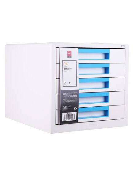 Suport cu sertare, plastic, cu 5 sertare, bleu, DELI Rio, Culoare: Bleu-[2]