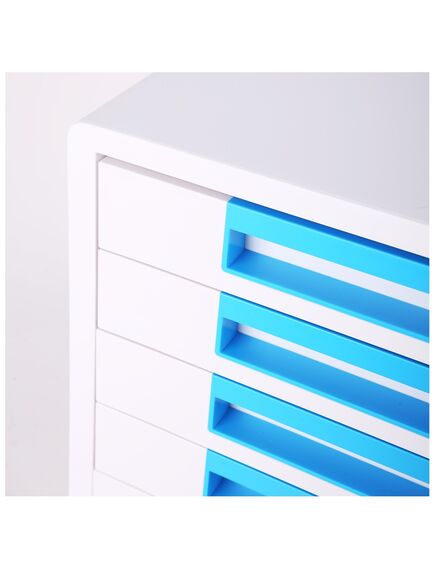 Suport cu sertare, plastic, cu 5 sertare, bleu, DELI Rio, Culoare: Bleu-[3]
