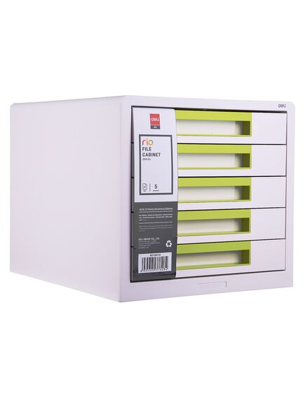 Suport cu sertare, plastic, cu 5 sertare, verde, DELI Rio, Culoare: Verde-[2]