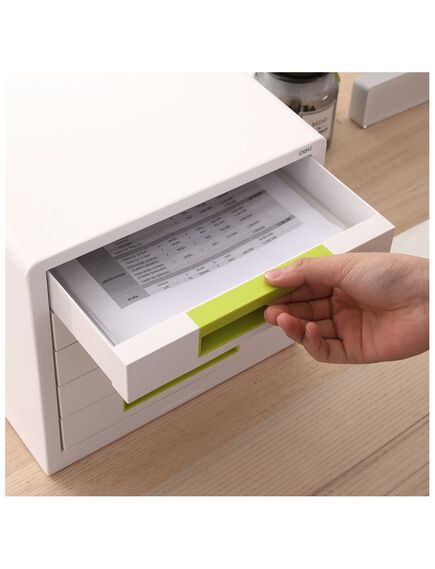 Suport cu sertare, plastic, cu 5 sertare, verde, DELI Rio, Culoare: Verde-[4]