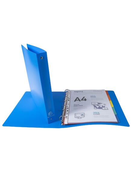 Caiet mecanic A4, 4 inele 30mm, coperti flexibile, albastru, EXACOMPTA, Culoare: Albastru-[2]