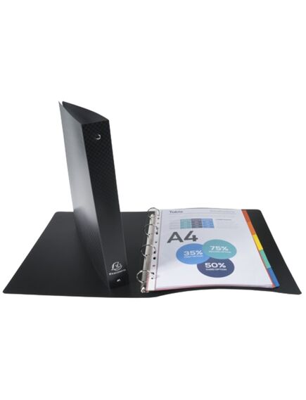 Caiet mecanic A4, 4 inele 30mm, coperti flexibile, negru, EXACOMPTA, Culoare: Negru-[2]