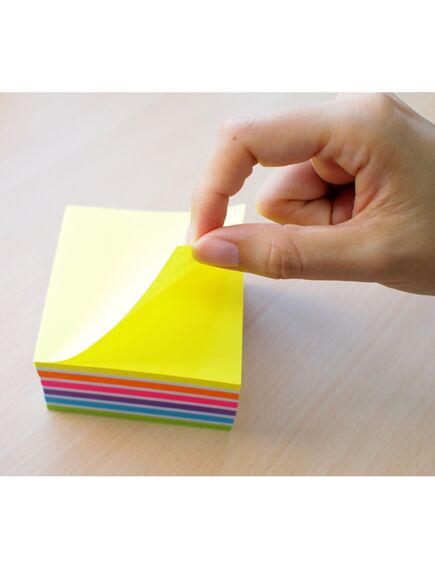 Cub notite autoadeziv, 76x76 mm, 400 file neon, STICK'N Rainbow-[3]