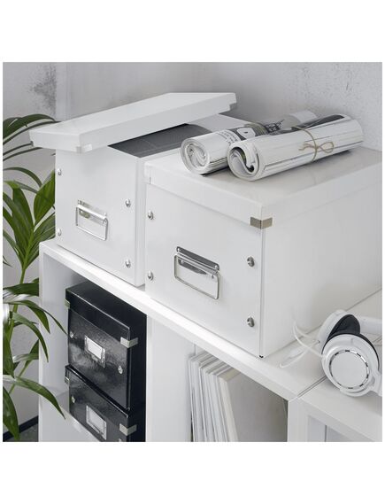Cutie depozitare mare, 320x310x360 mm, carton, alb, LEITZ WOW Click&Store Cub, Culoare: Alb-[2]