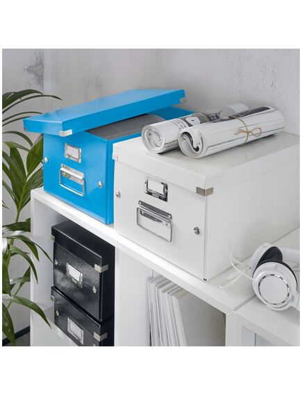 Cutie depozitare medie, 369x281x200 mm, carton, albastru, LEITZ Click&Store, Culoare: Albastru-[3]