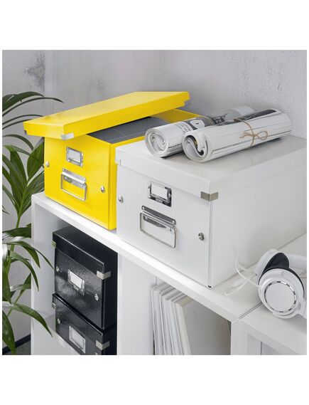 Cutie depozitare medie, 369x281x200 mm, carton, galben, LEITZ Click&Store, Culoare: Galben-[3]