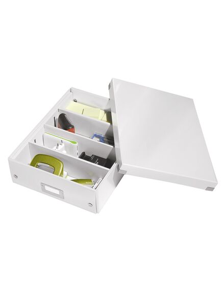 Cutie organizare medie, 280x100x370 mm, carton, alb, LEITZ WOW Click&Store, Culoare: Alb-[2]