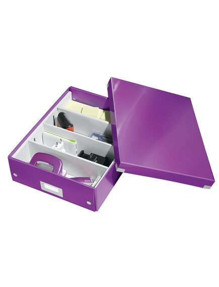 Cutie organizare medie, 280x100x370 mm, carton, mov, LEITZ WOW Click&Store, Culoare: Mov-[2]