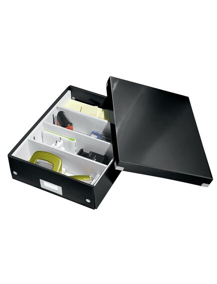 Cutie organizare medie, 280x100x370 mm, carton, negru, LEITZ WOW Click&Store, Culoare: Negru-[2]